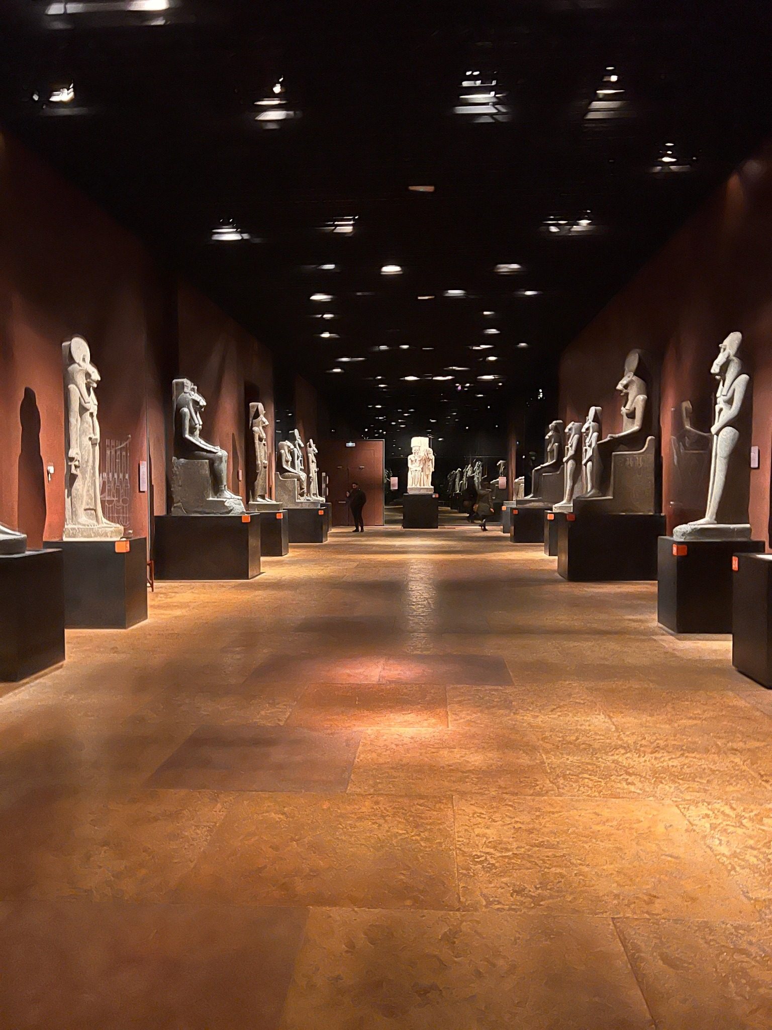 Galleria del Museo Egizio con statue esposte lungo le pareti